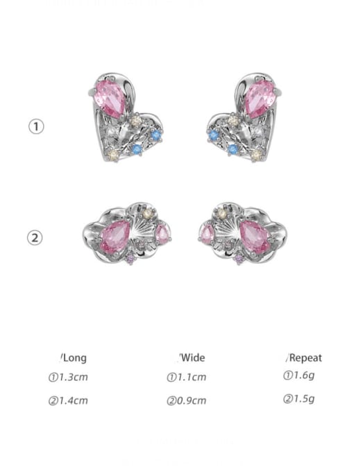 TINGS Brass Cubic Zirconia Heart Minimalist Stud Earring 2
