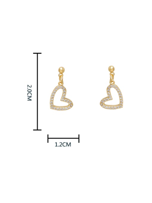 HYACINTH Brass Cubic Zirconia Heart Minimalist Drop Earring 1