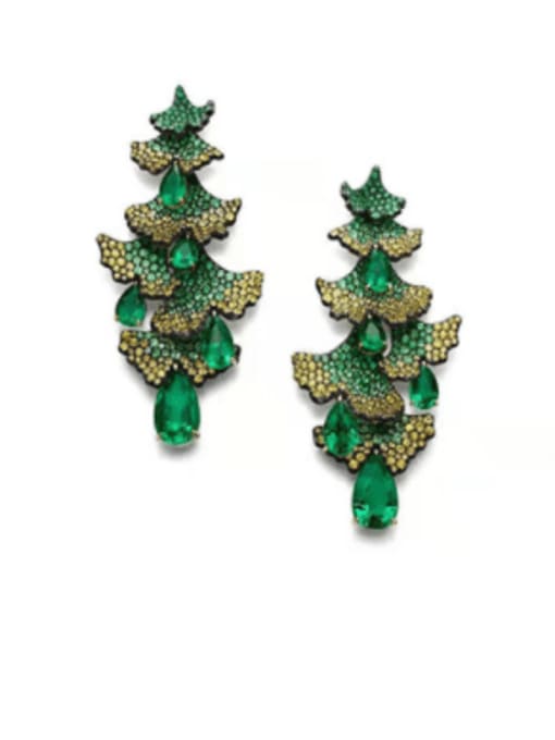OUOU Brass Cubic Zirconia Christmas Tree  Luxury Drop Earring 2