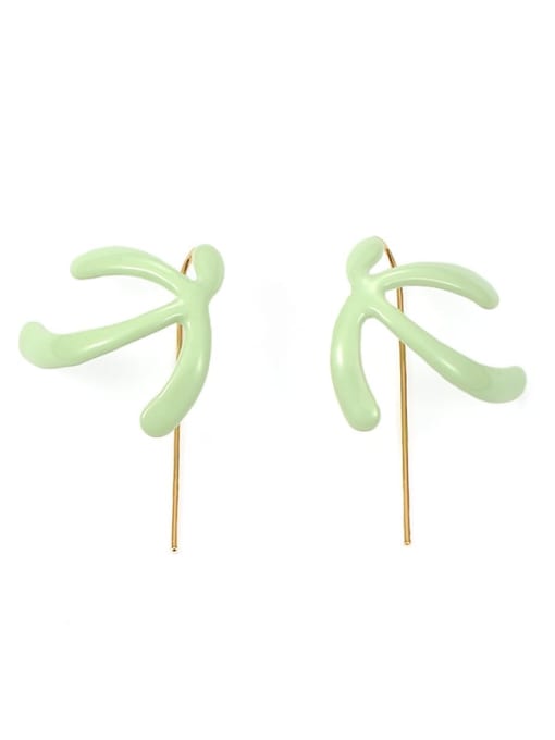 Mint Green Brass Enamel Star Minimalist Hook Earring