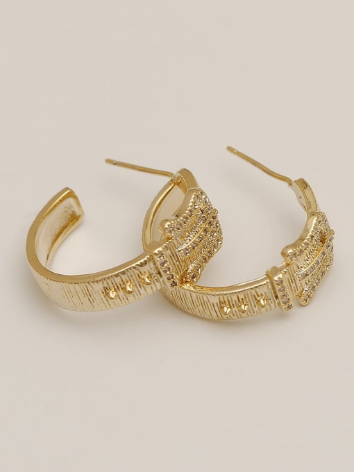 HYACINTH Brass Cubic Zirconia Geometric Vintage Hoop Trend Korean Fashion Earring 2