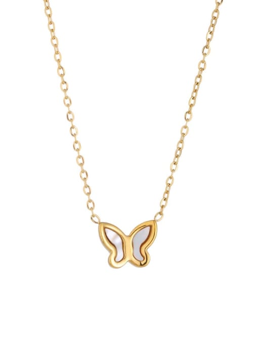 Gold Titanium Steel Shell Butterfly Minimalist Necklace