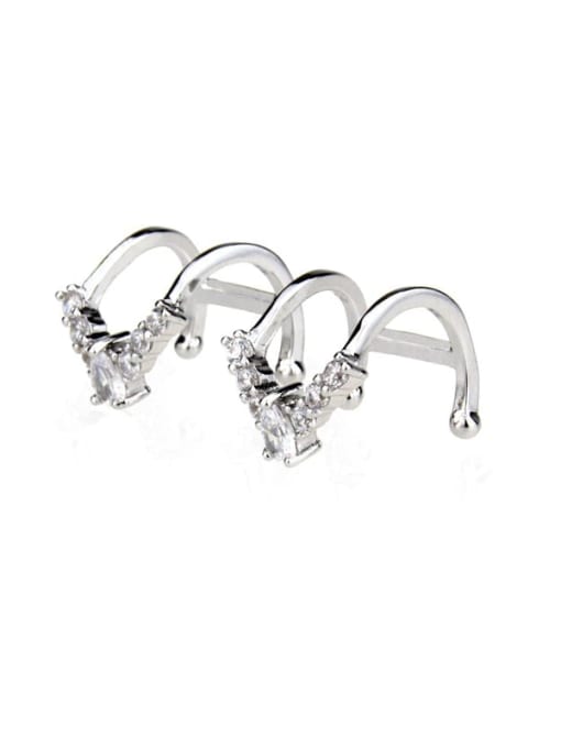Platinum plating Brass Geometric Cubic Zirconia  Minimalist Clip Earring