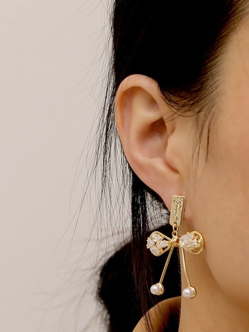 HYACINTH Brass Cubic Zirconia Butterfly Vintage Drop Trend Korean Fashion Earring 1