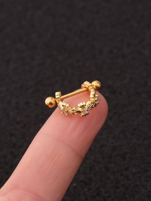 Golden Cross Brass  With Cubic Zirconia White Minimalist Single Earring