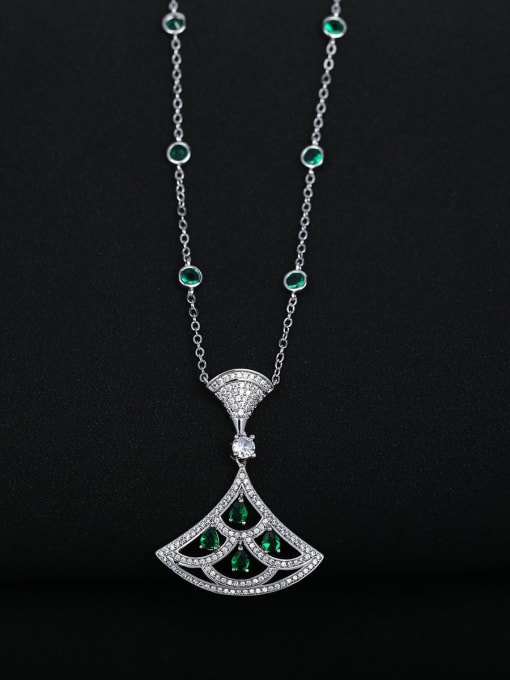 Green necklace Brass Cubic Zirconia Geometric Luxury Drop Earring