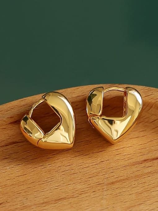 Five Color Brass  Smooth Heart Vintage Stud Earring 2