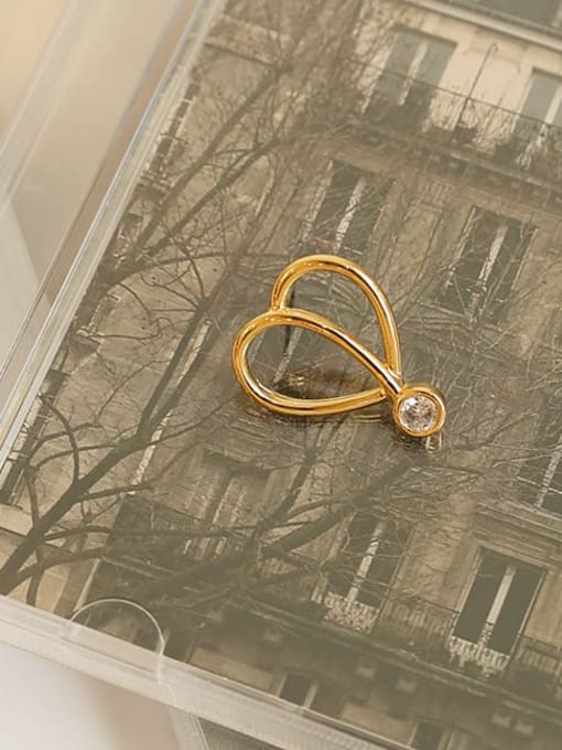 Five Color Brass Rhinestone Heart Minimalist Single Earring 3