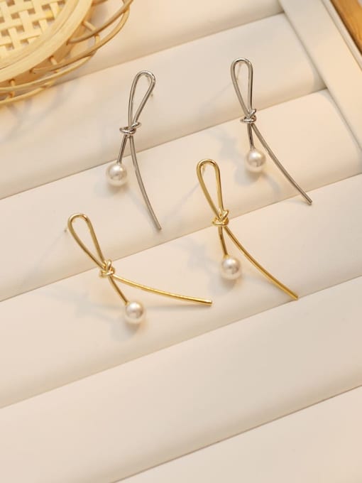 HYACINTH Copper Imitation Pearl Geometric Minimalist Drop Trend Korean Fashion Earring 1