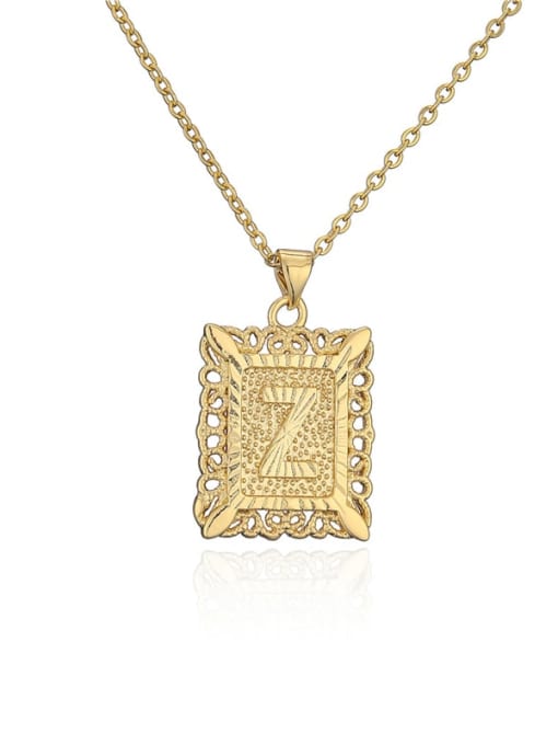 Z Brass Letter Vintage Holllow Geometric Pendant Necklace
