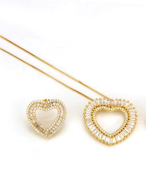Gold set Brass Cubic Zirconia Heart Dainty Necklace