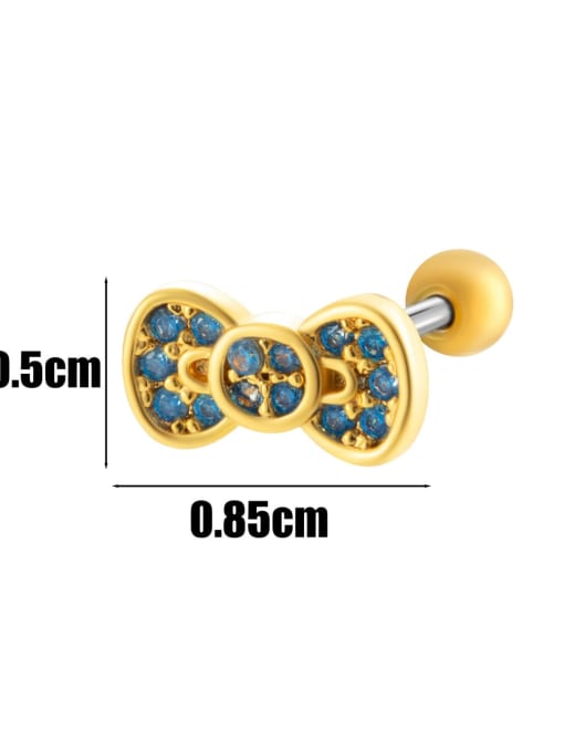 4  # Gold--Single Brass Cubic Zirconia Bowknot Minimalist Single Earring
