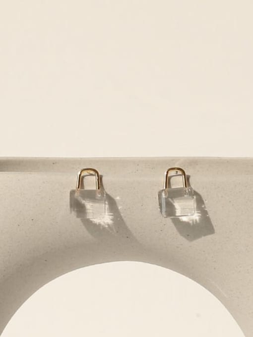 ACCA Brass Cubic Zirconia Locket Minimalist Huggie Earring 4