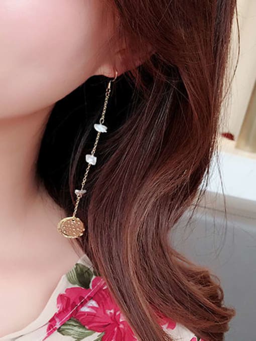 HYACINTH Copper Freshwater Pearl Face Ethnic Threader Trend Korean Fashion Earring 2