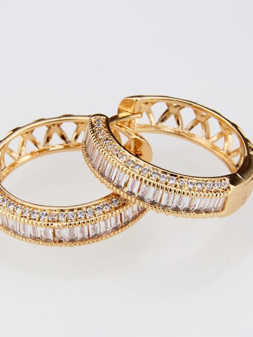 gold-plated Brass Cubic Zirconia Round Classic Hoop Earring