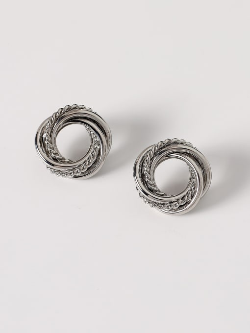 HYACINTH Brass Cubic Zirconia Geometric Vintage Hoop Trend Korean Fashion Earring 3
