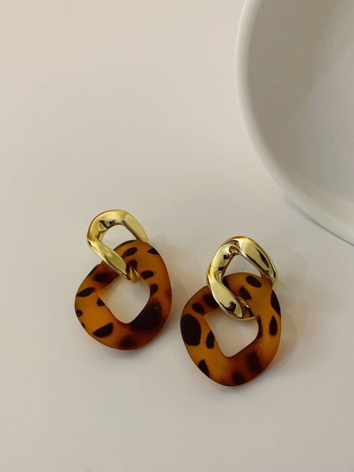 ZRUI Alloy Resin Geometric Vintage Simple leopard print Drop Earring 3