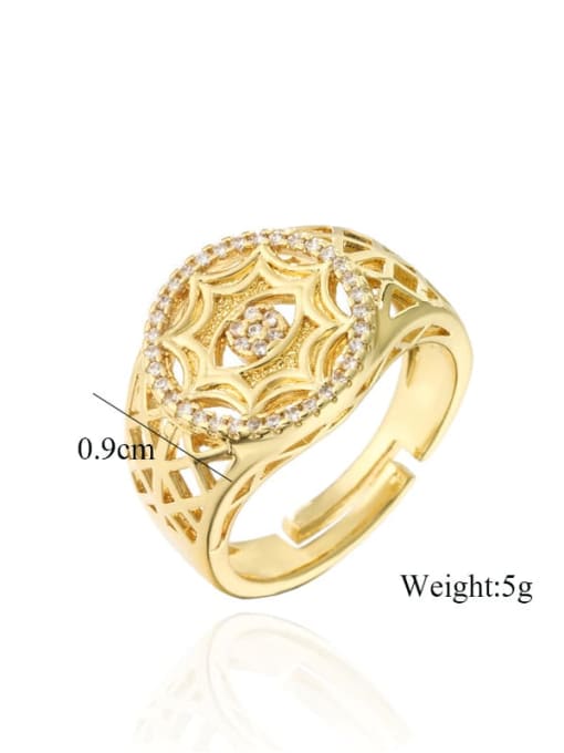 AOG Brass Cubic Zirconia Flower Vintage Band Ring 2