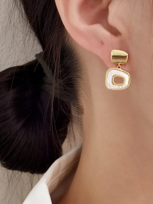 HYACINTH Brass Shell Geometric Minimalist Drop Earring 1