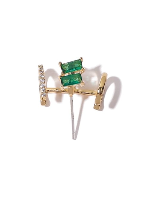 Emerald (Single -Only One) Brass Cubic Zirconia Irregular Vintage Single Earring(Single -Only One)