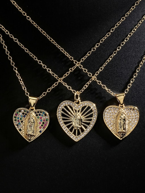 AOG Brass Cubic Zirconia Heart Vintage Regligious Necklace 0
