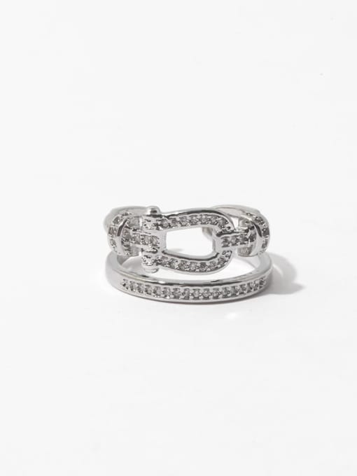 Zircon ring (not adjustable) Brass Cubic Zirconia Geometric Vintage Band Ring