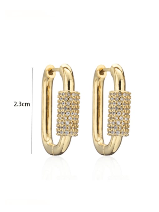AOG Brass Cubic Zirconia Geometric Vintage Huggie Earring 2