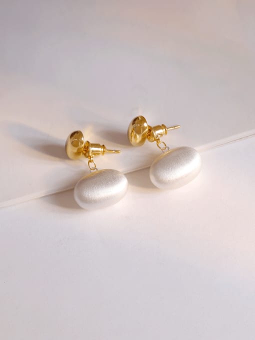 HYACINTH Brass Freshwater Pearl Geometric Minimalist Drop Earring