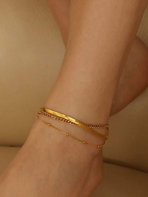 ACCA Brass Geometric Vintage Double Layer Anklet 2