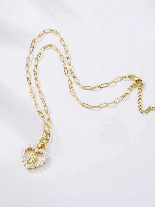 AOG Brass Imitation Pearl Geometric Vintage Regligious Necklace 3