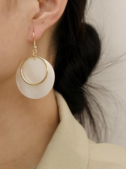 HYACINTH Brass Shell Geometric Minimalist Hook Trend Korean Fashion Earring 2