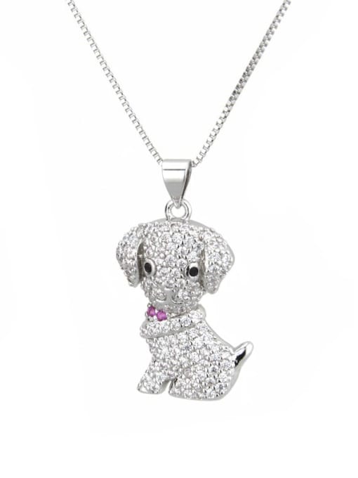 renchi Brass Cubic Zirconia Dog Cute Necklace 2