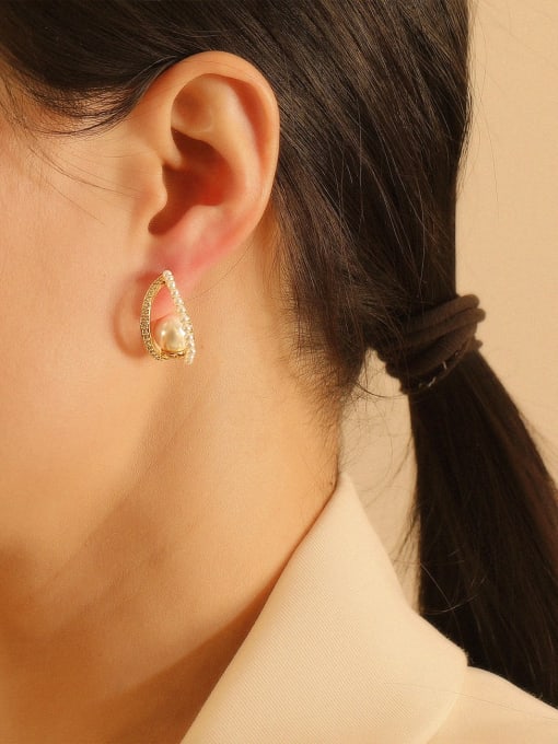 HYACINTH Brass Imitation Pearl Geometric Bohemia Stud Trend Korean Fashion Earring 1