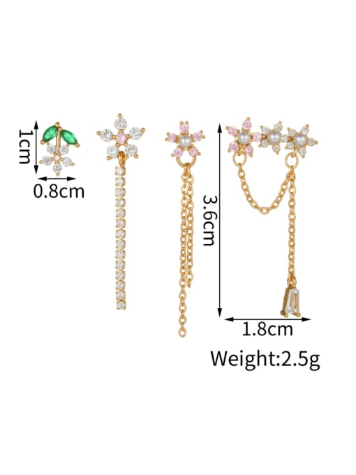 COLSW Brass Cubic Zirconia Flower Trend Threader Earring 2