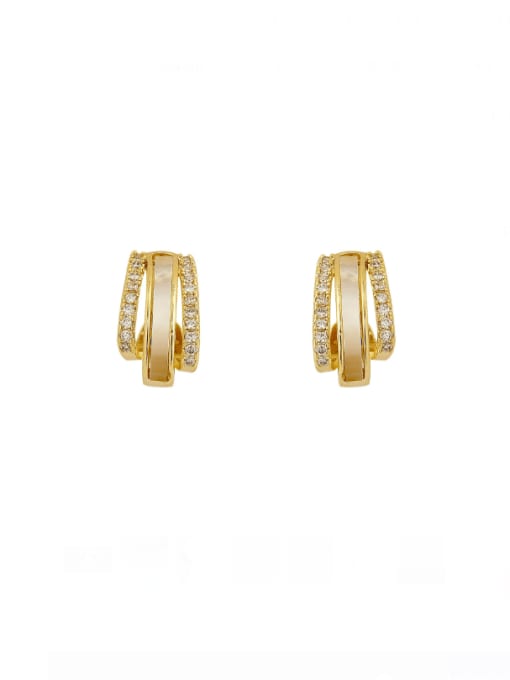 Light Gold Brass Shell Geometric Minimalist Stud Earring