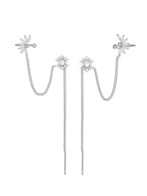 COLSW Brass Cubic Zirconia Tassel Vintage Threader Earring