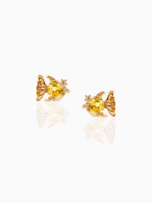 Little goldfish Brass Cubic Zirconia Minimalist Ocean Animal  Stud Earring