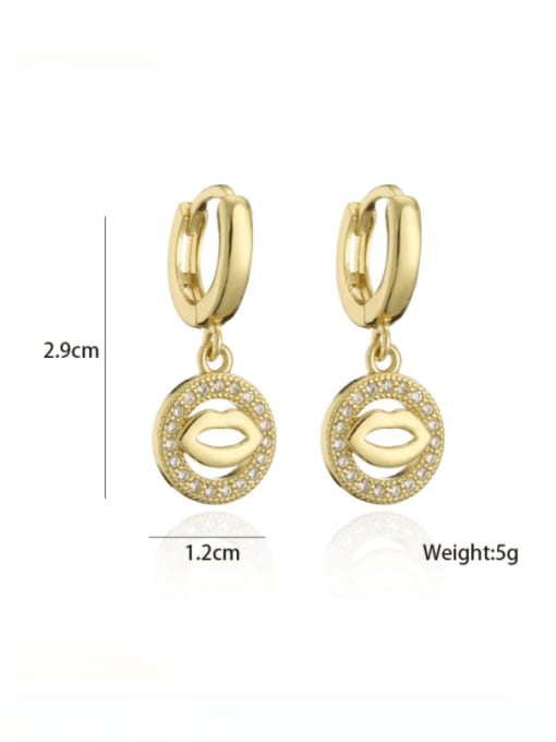 AOG Brass Cubic Zirconia Mouth Vintage Huggie Earring 2