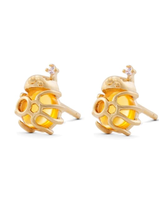 27 gold Brass Cubic Zirconia Icon Trend Stud Earring