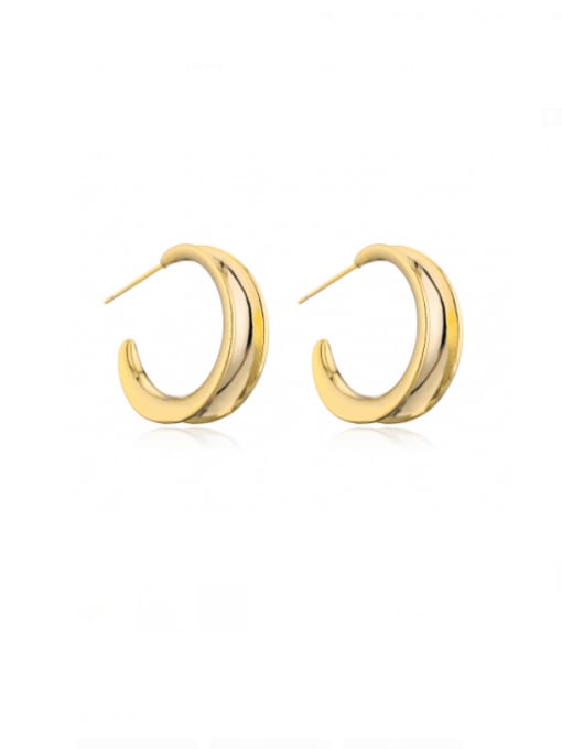 41477 Brass Geometric Minimalist C Shape  Stud Earring