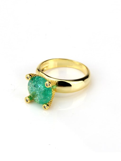 Gold Plated green Brass Opal Geometric Vintage Band Ring