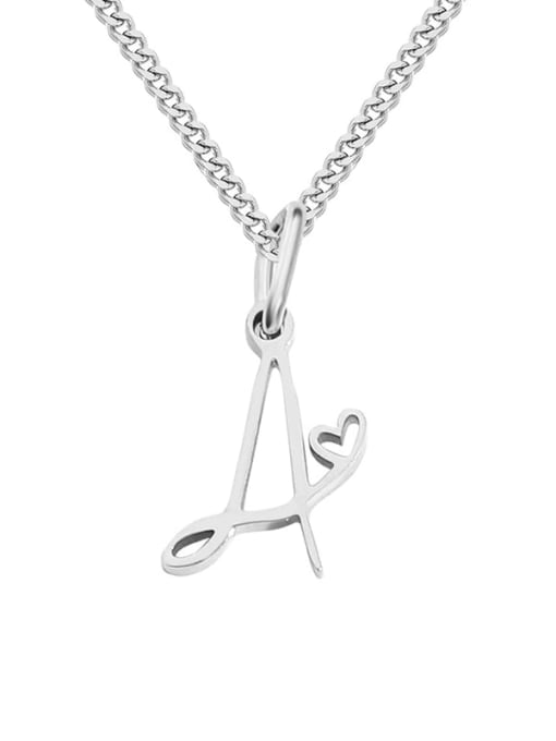 A  steel color Stainless steel Letter Minimalist Necklace