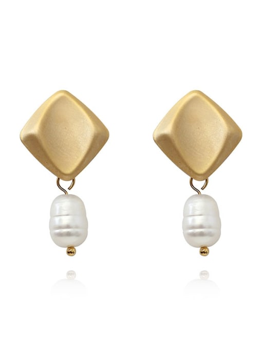 HYACINTH Copper Freshwater Pearl Geometric Minimalist Drop Trend Korean Fashion Earring 0