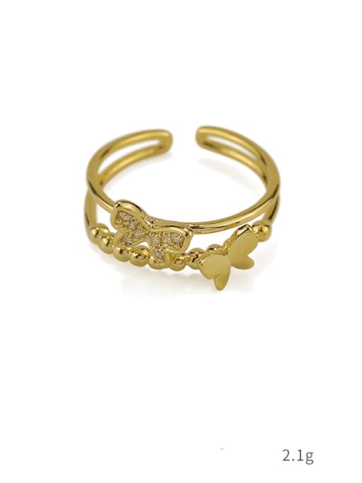 Section 4 Brass Cubic Zirconia Butterfly Vintage Band Ring