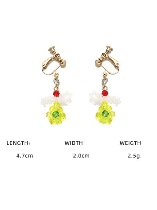 TINGS Brass Synthetic Crystal Flower Cute Pure handmade Weave Earring 3