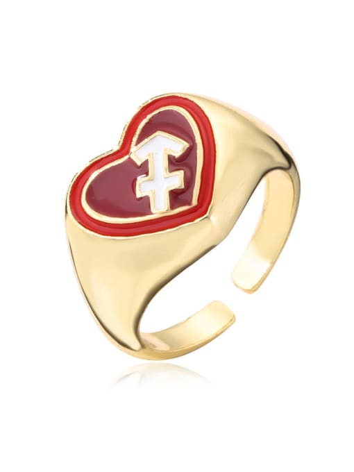 sagittarius Brass Enamel Heart Vintage Band Ring