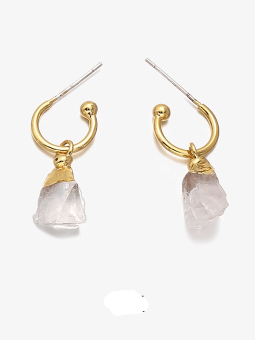 transparent Brass Irregular Natural Stone  Bohemia Stud Earring