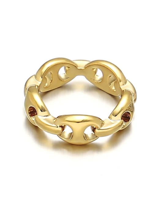 golden Brass Geometric Trend Band Ring
