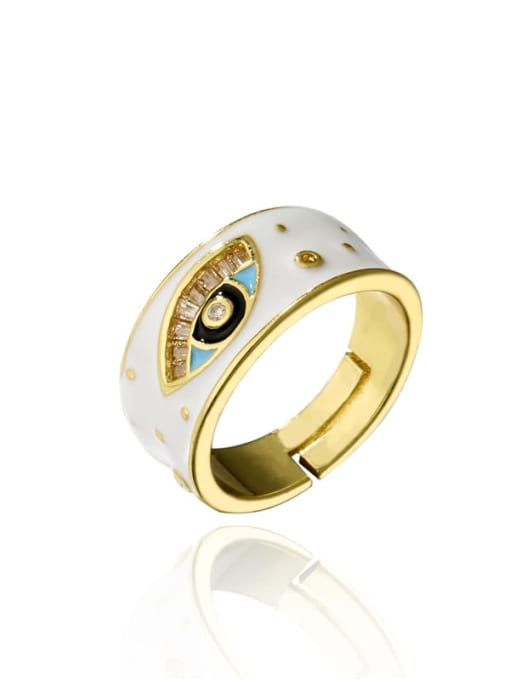 AOG Brass Enamel Cubic Zirconia Evil Eye Vintage Band Ring