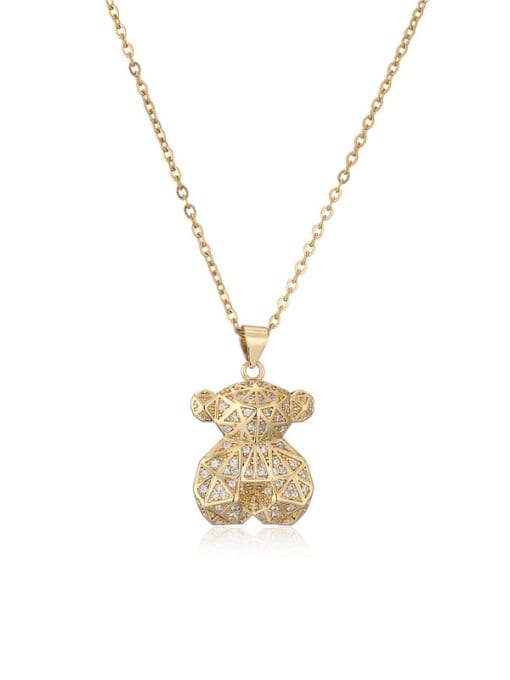 AOG Brass Cubic Zirconia  Trend Bear Pendant Necklace 0